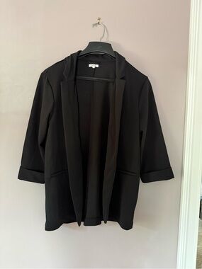 Maurices Black Open-Front Blazer with Rolled Cuffs